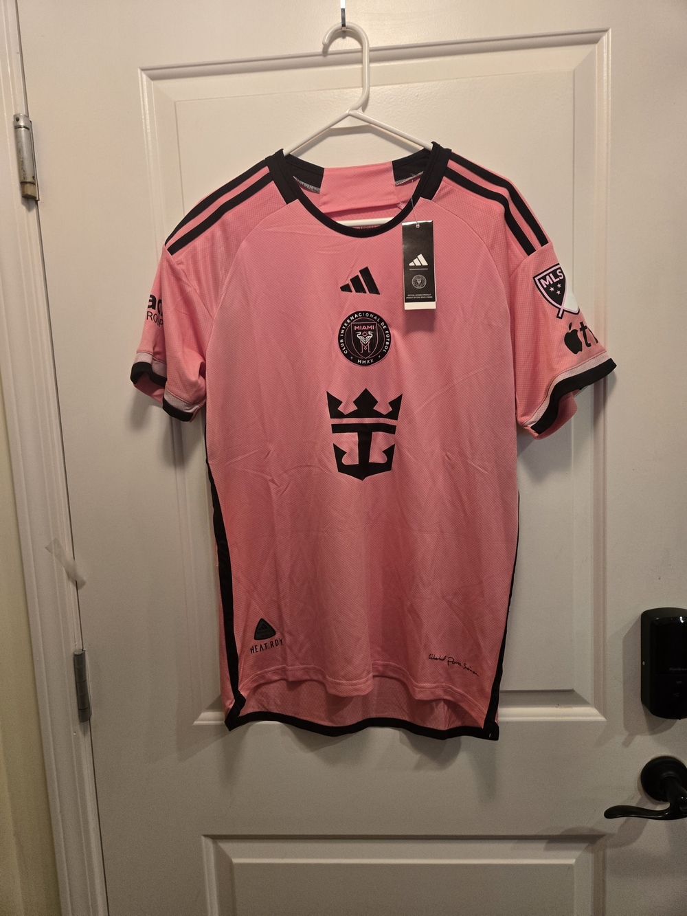 NWT Messi adidas Pink Miami FC Men's Soccer Jersey with Black Trim